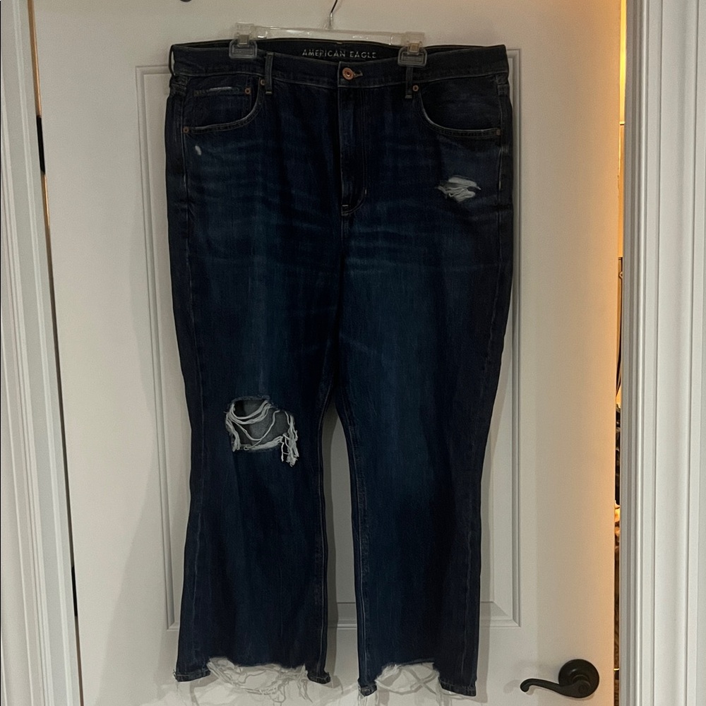 American Eagle Distressed 90s flare jean